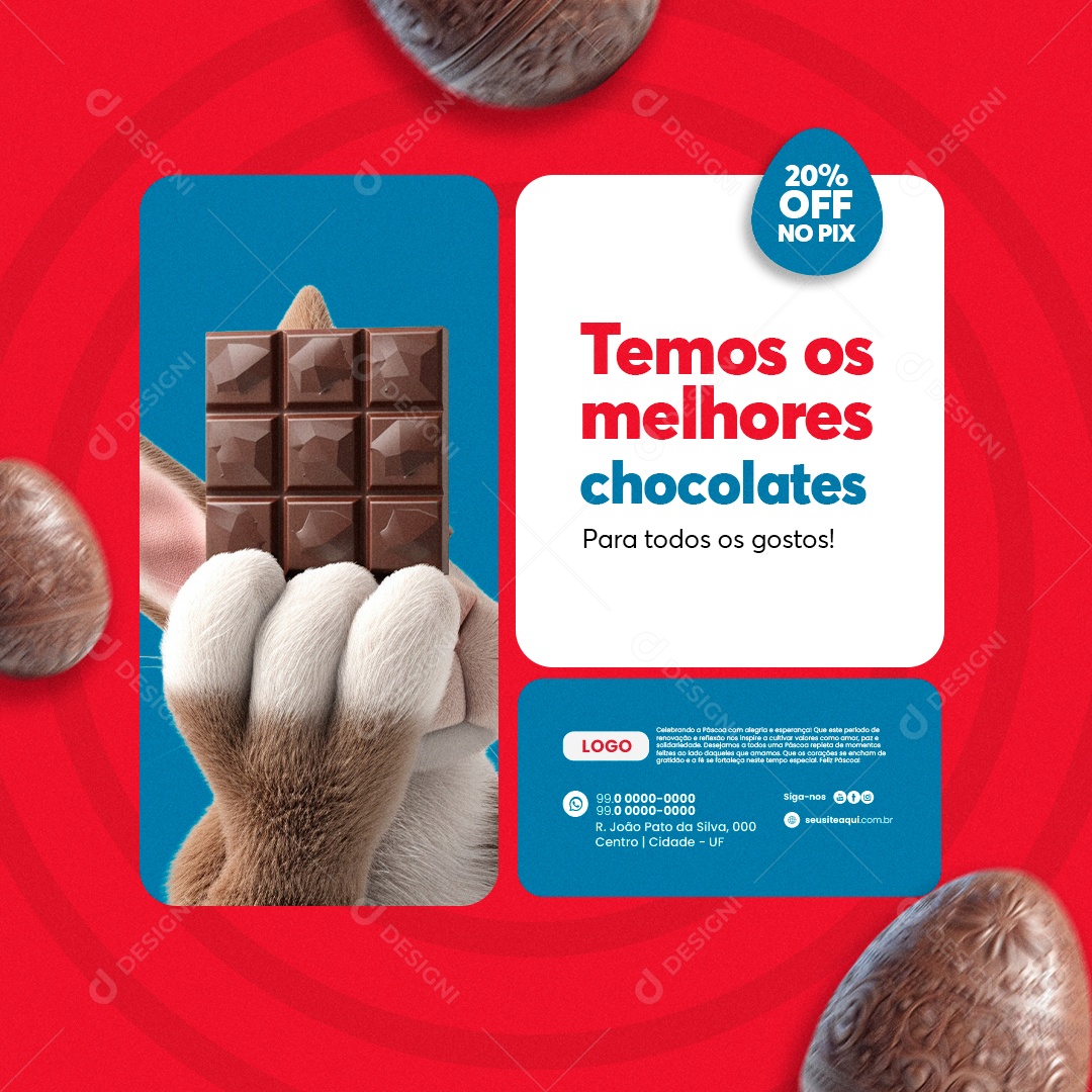 Supermercado Páscoa Temos os melhores chocolates Social Media PSD Editável