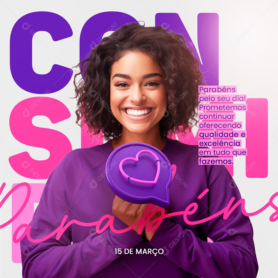 Social Media Dia do Consumidor 15 de Março Parabéns pelo seu dia PSD Editável