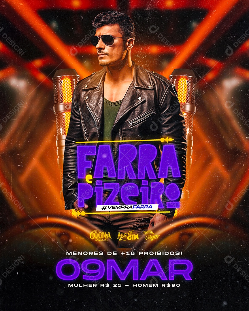 Flyer Farra Pizeiro Vem pra Farra Social Media PSD Editável