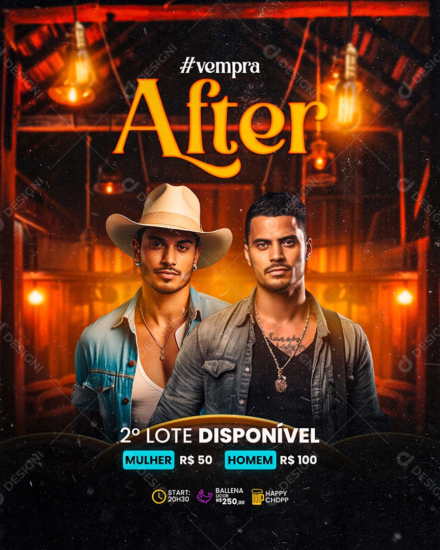 Flyer Vem pra After Social Media PSD Editável