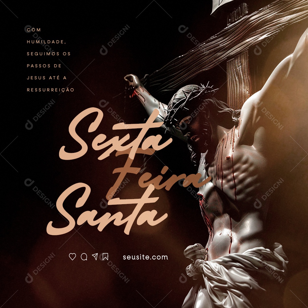Sexta Feira Santa com Humildade seguimos os passos Social Media PSD Editável