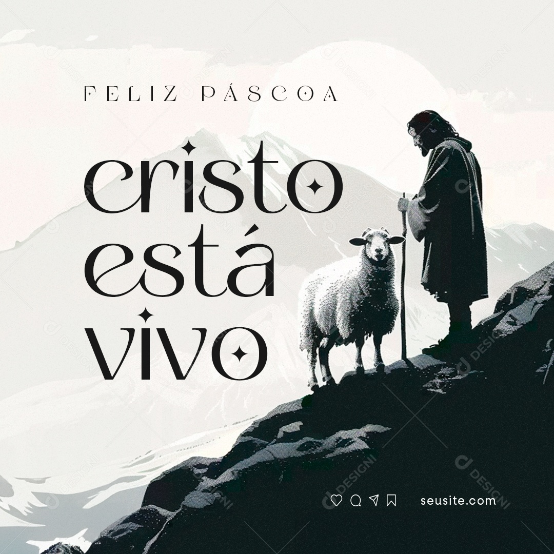 Feliz Páscoa Cristo está vivo Social Media PSD Editável