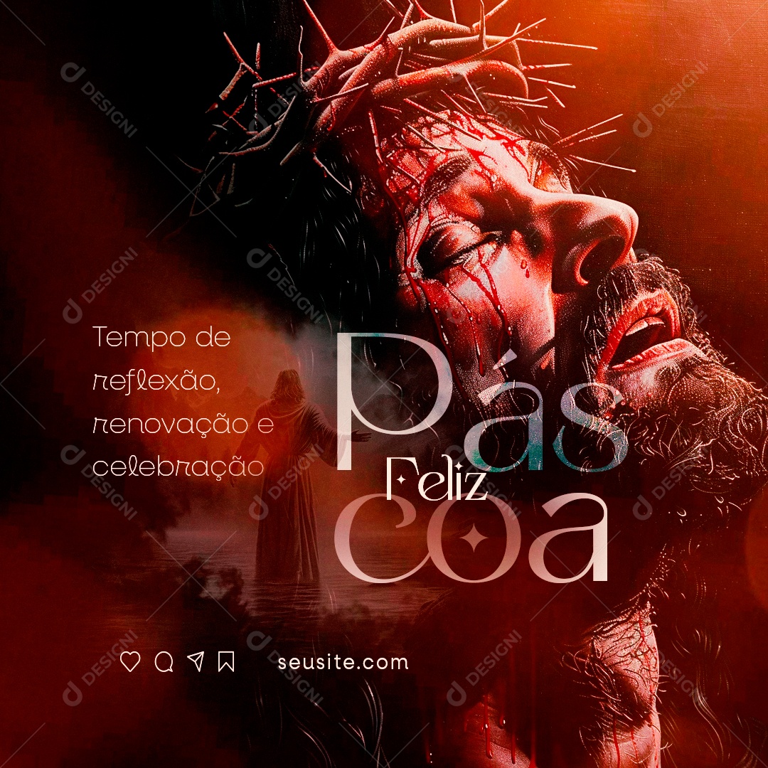 Feliz Páscoa Tempo de reflexão renovação e celebração Social Media PSD Editável