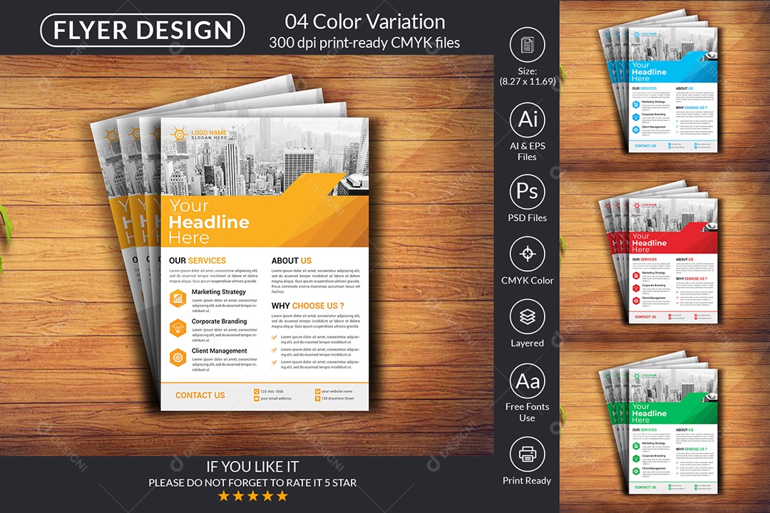 Modelo de Folheto Empresarial PSD + AI Editável