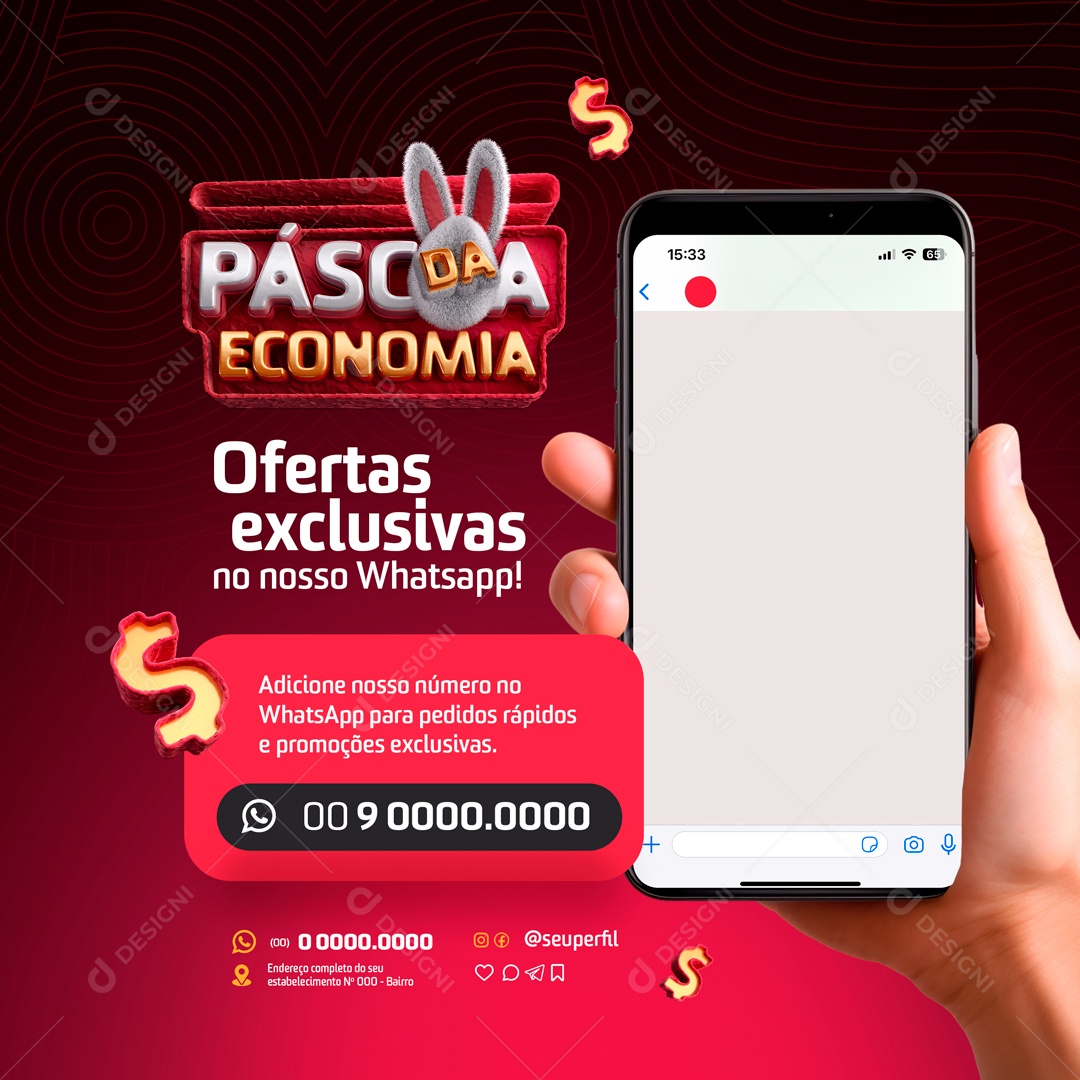 Páscoa da Economia Ofertas Exclusivas Social Media PSD Edtável