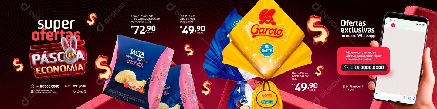 Carrossel Super Ofertas Páscoa da Enconimia Social Media PSD Editável