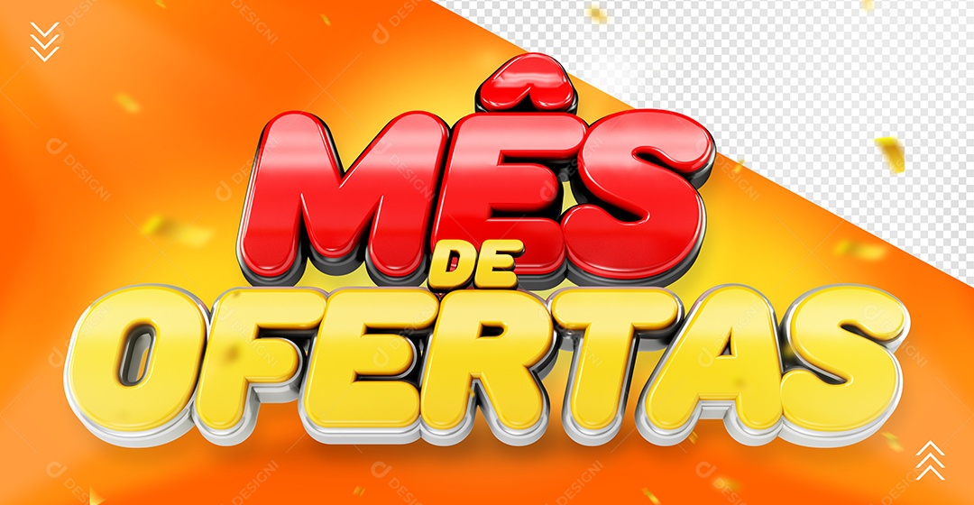 Mês de Ofertas Selo 3D Vermelho Dourado para Composição PSD