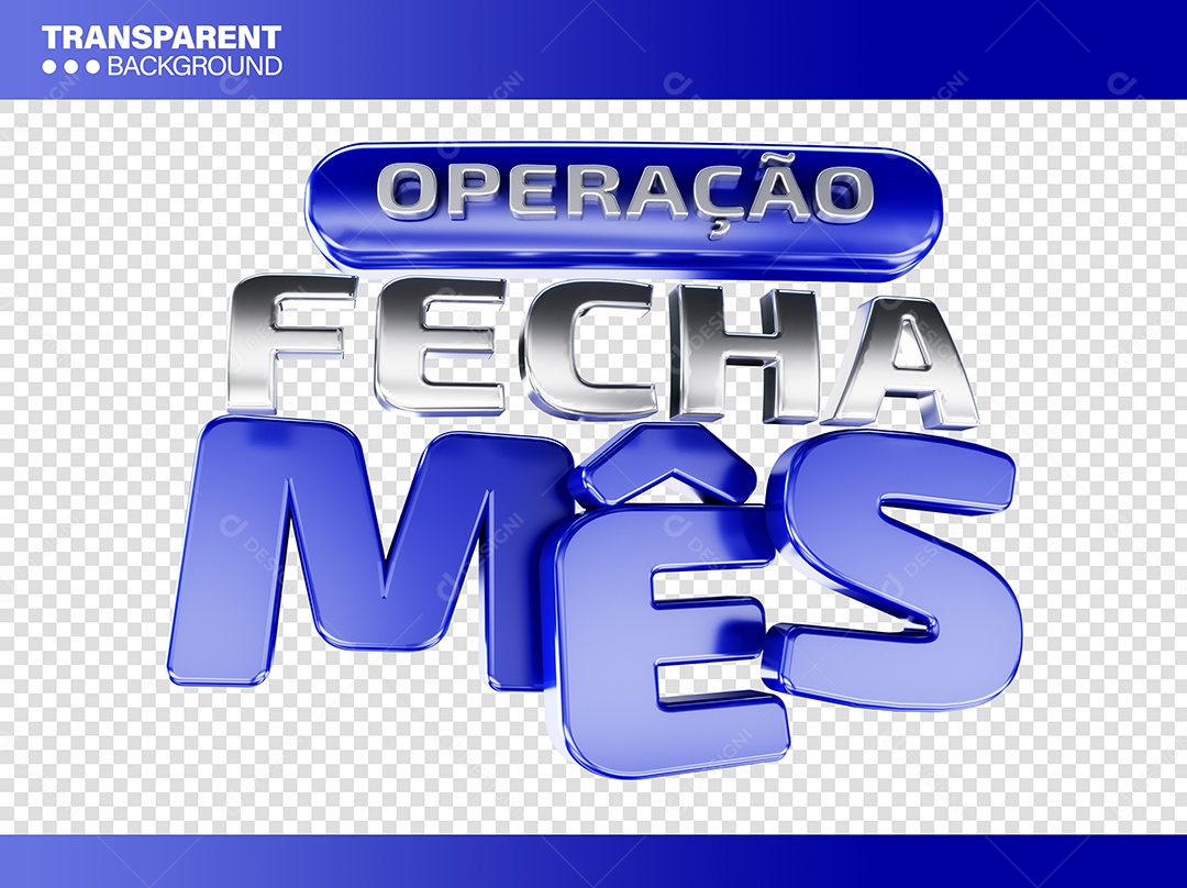 Operação Fecha Mês Selo 3D Azul Cinza para Composição PSD
