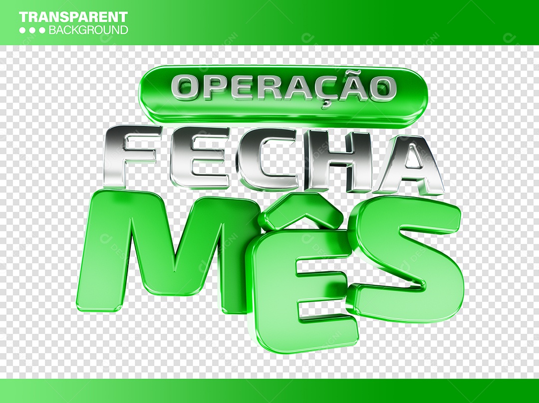 Operação Fecha Mês Selo 3D Verde Cinza para Composição PSD