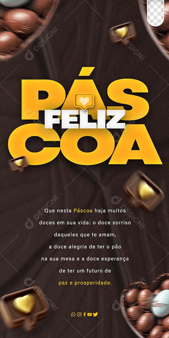 Story Feliz Páscoa 31 de Março Paz e Prosperidade Social Media PSD Editável
