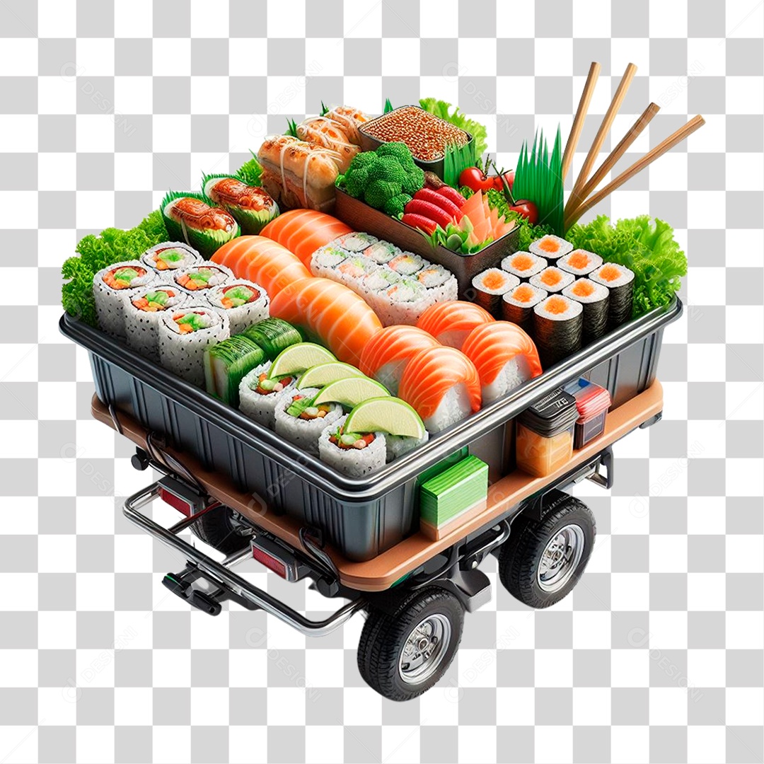 Carrinho de Comida Japonesa PNG Transparente