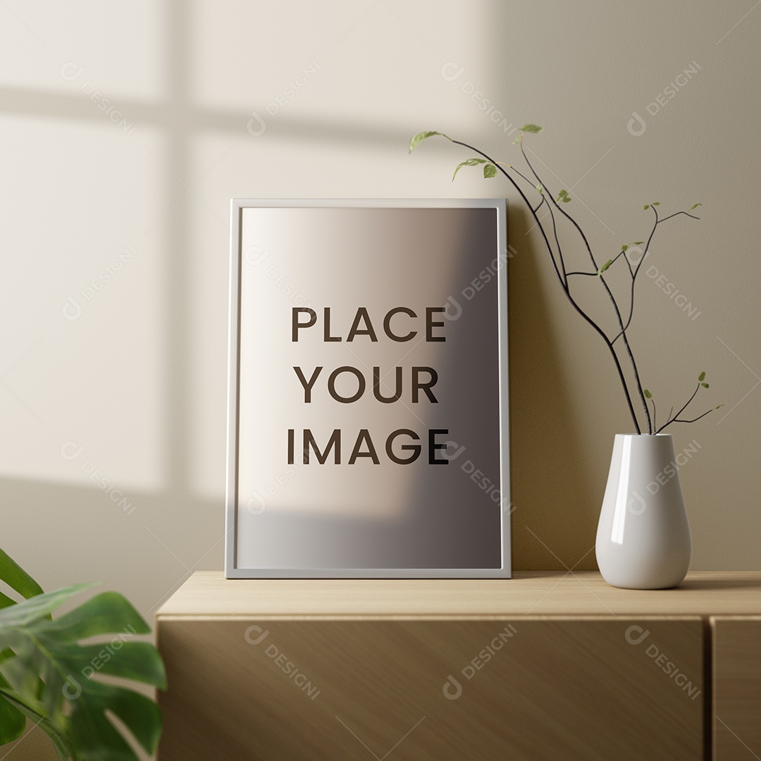 Moldura de Pôster na Sala de Estar Mockup PSD