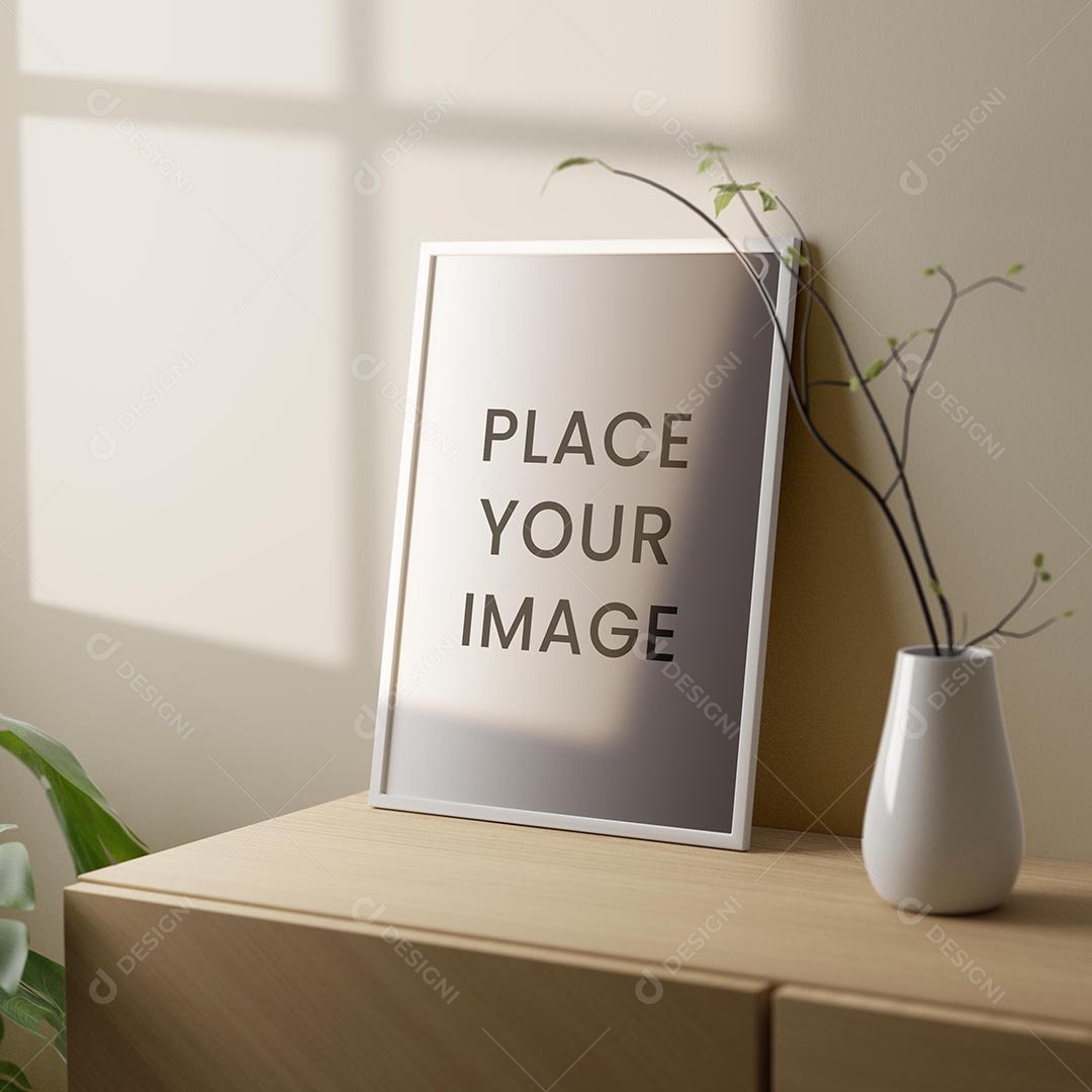 Moldura de Pôster na Sala de Estar Mockup PSD