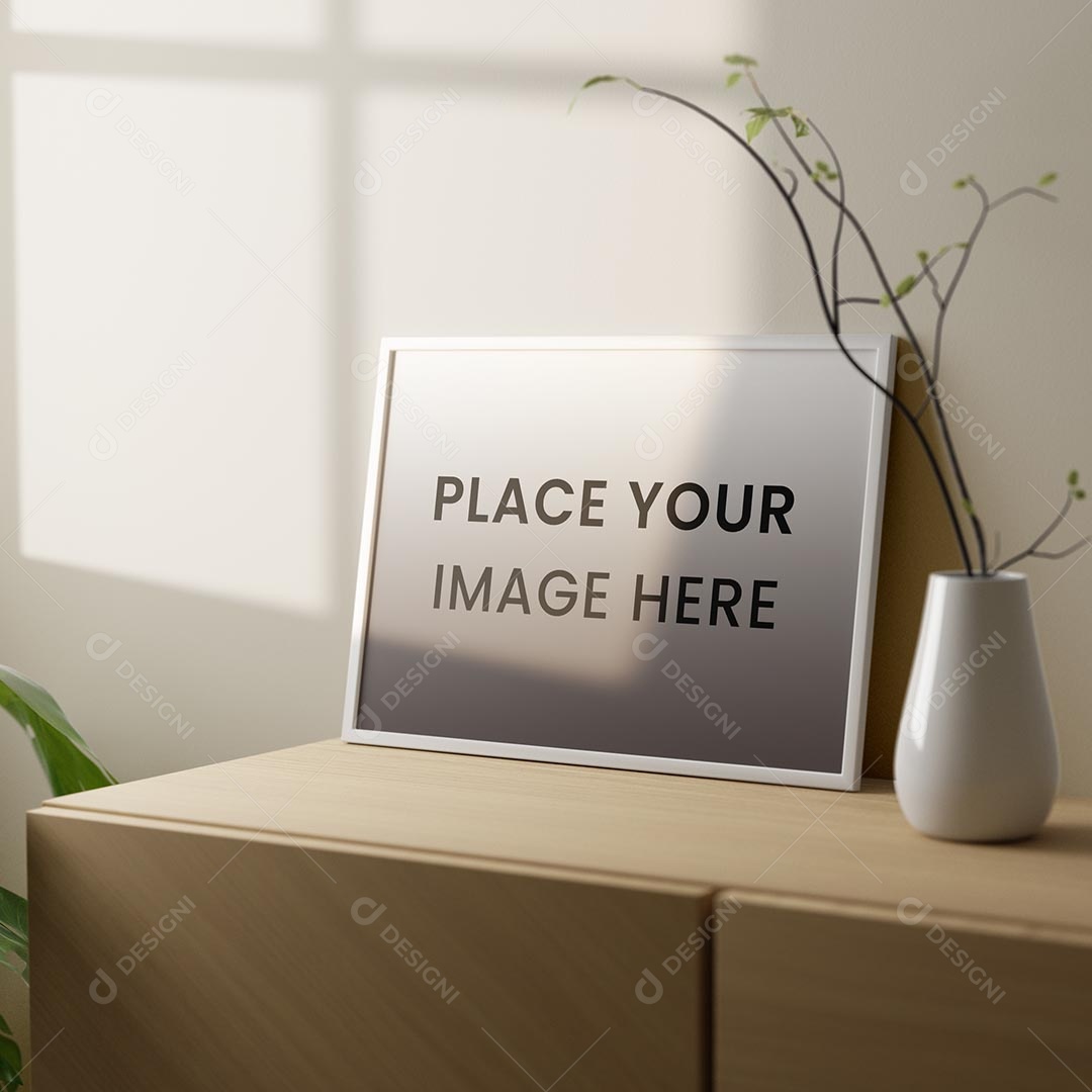 Moldura de Pôster na Sala de Estar Mockup PSD