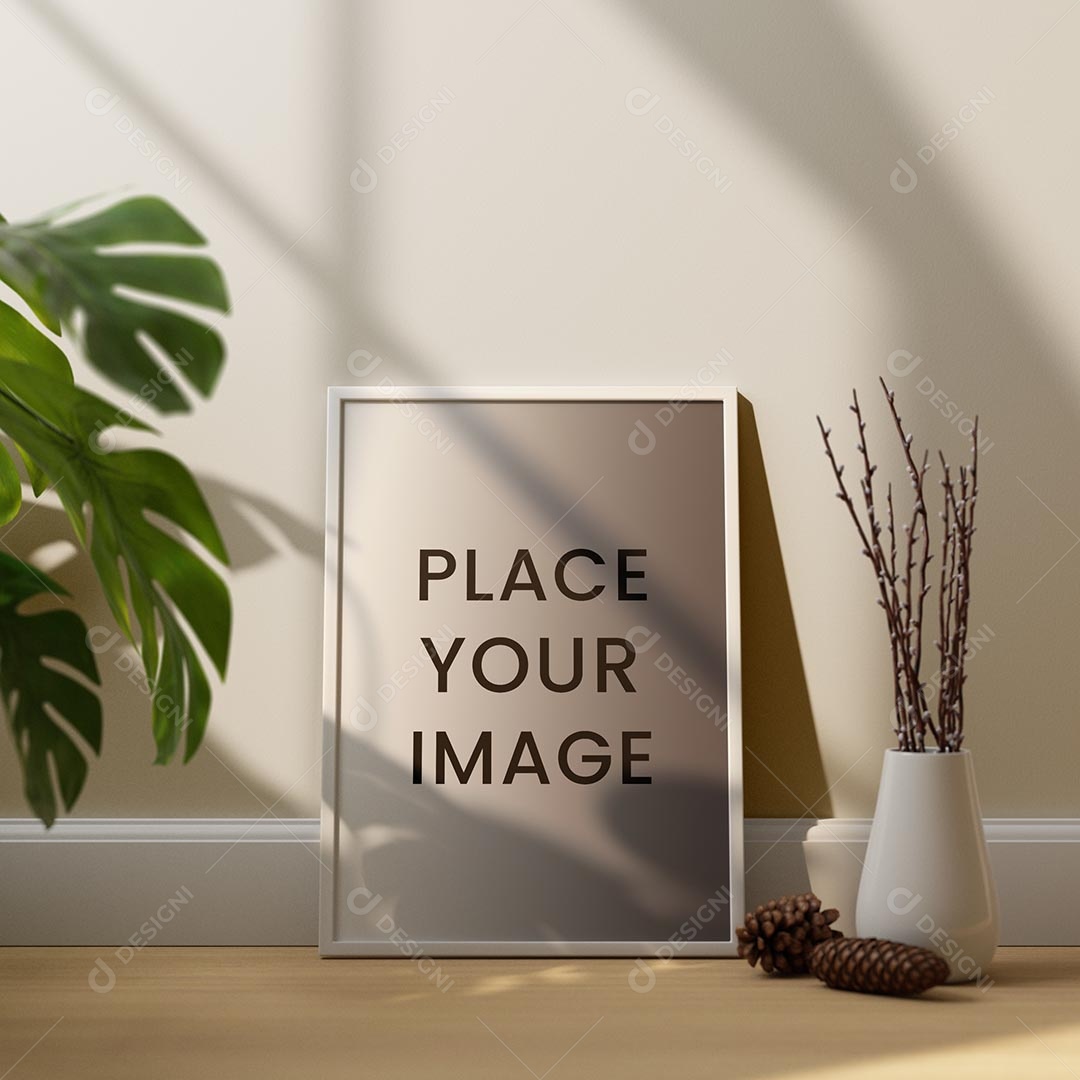 Moldura de Pôster na Sala de Estar Mockup PSD