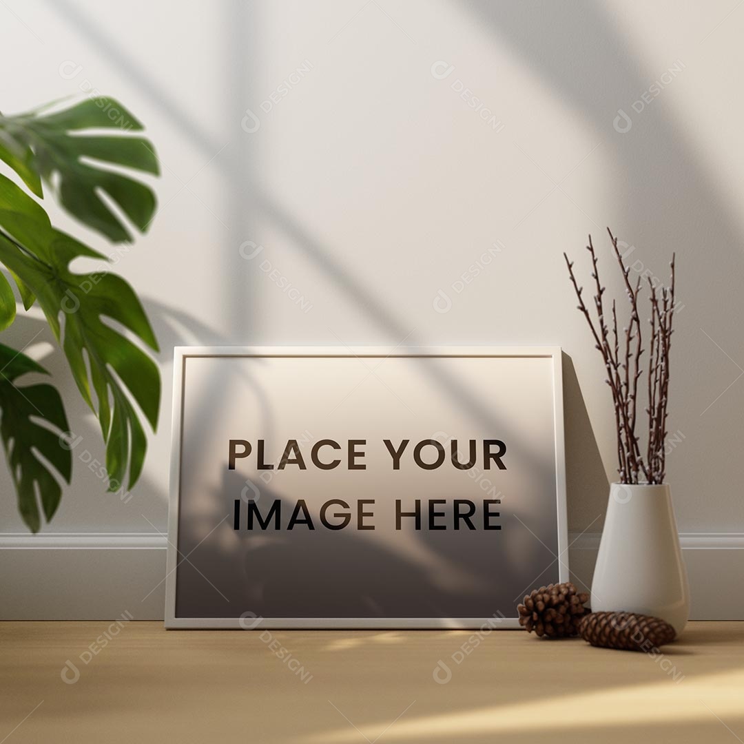 Moldura de Pôster na Sala de Estar Mockup PSD