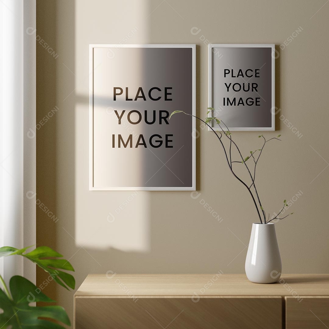 Living Room Poster Frame Mockup PSD