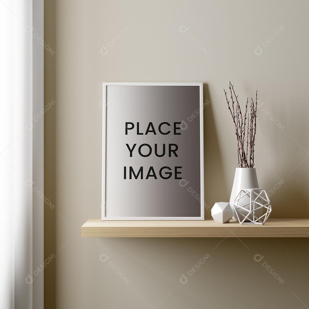 Moldura de Pôster na Sala de Estar Mockup PSD