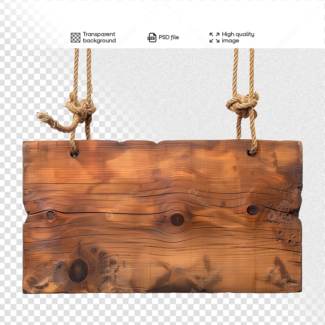 Placa de Madeira Elemento 3D para Composição PSD