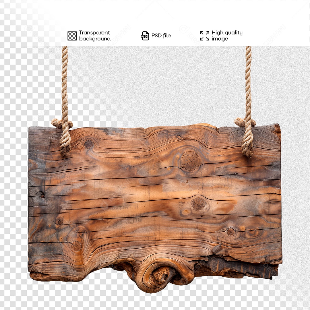 Placa de Madeira Elemento 3D para Composição PSD