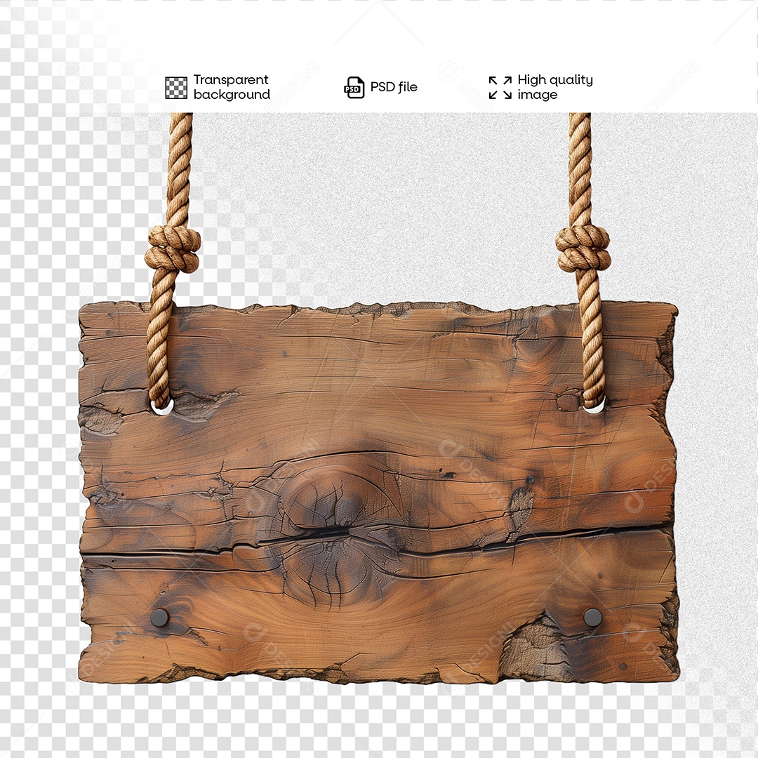 Placa de Madeira Elemento 3D para Composição PSD