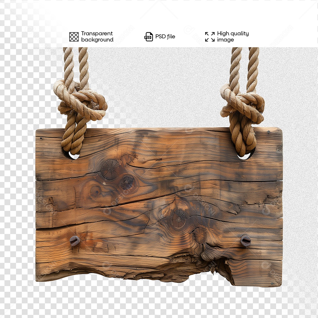 Placa de Madeira Elemento 3D para Composição PSD