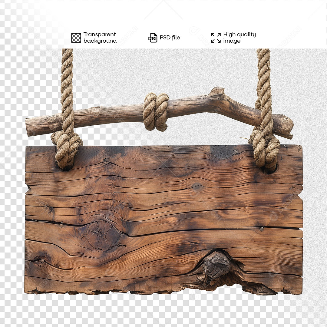 Placa de Madeira Elemento 3D para Composição PSD