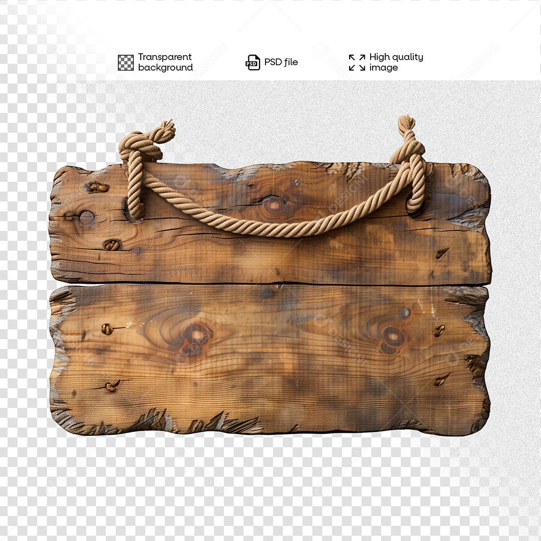 Placa de Madeira Elemento 3D para Composição PSD