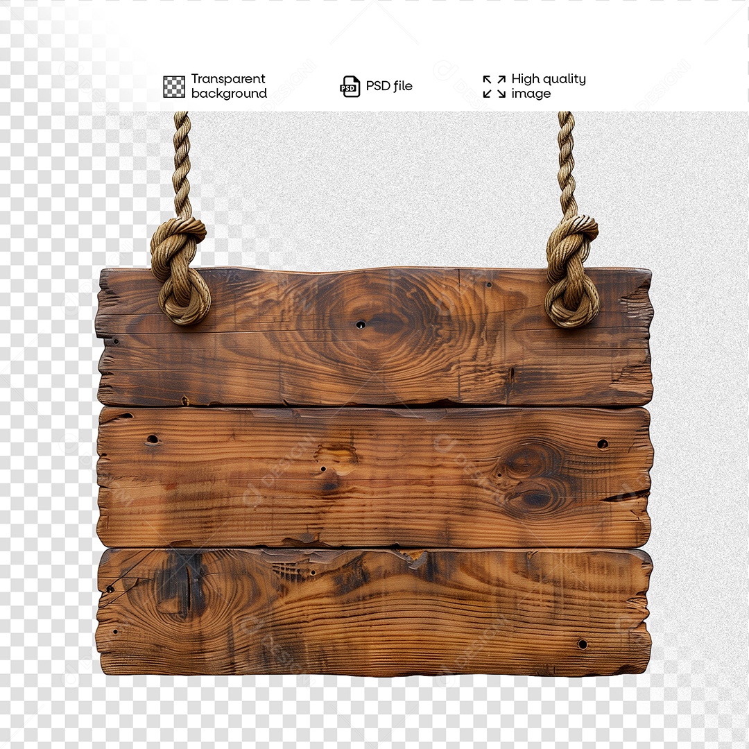 Placa de Madeira Elemento 3D para Composição PSD