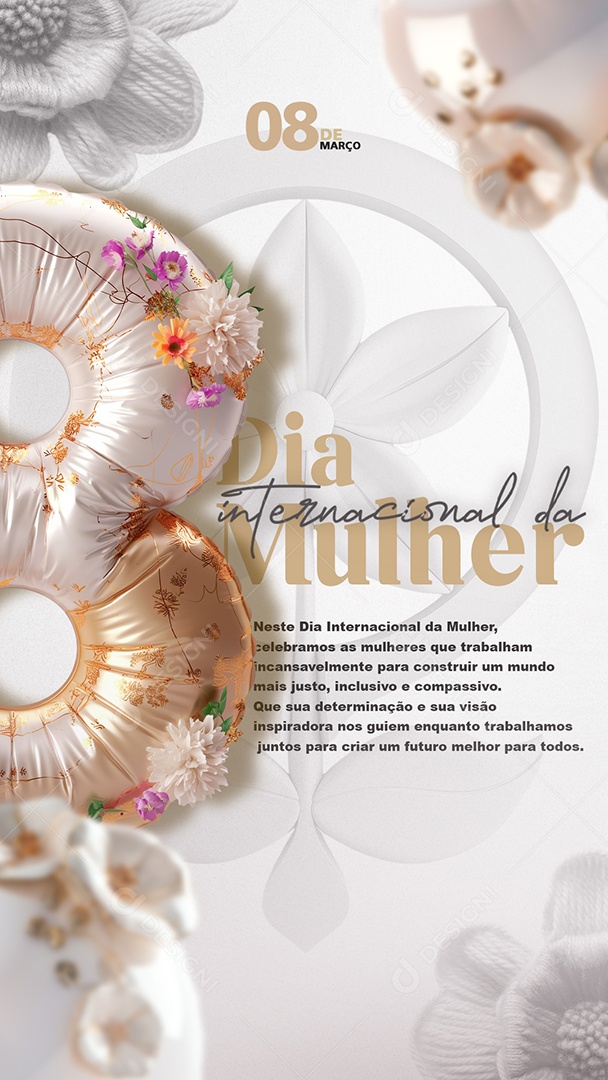 Story Dia Internacional das Mulheres 8 de Março que sua Visão Inspiradora nos Guiem Social Media PSD Editável
