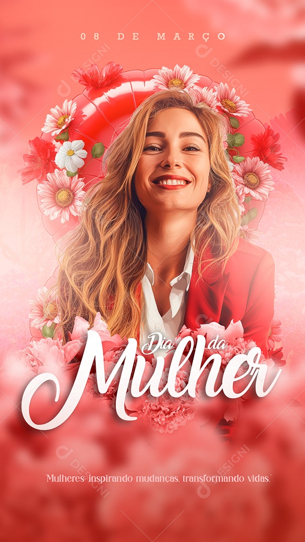 Story Dia Internacional das Mulheres 8 de Março Inspirando Mundanças Social Media PSD Editável