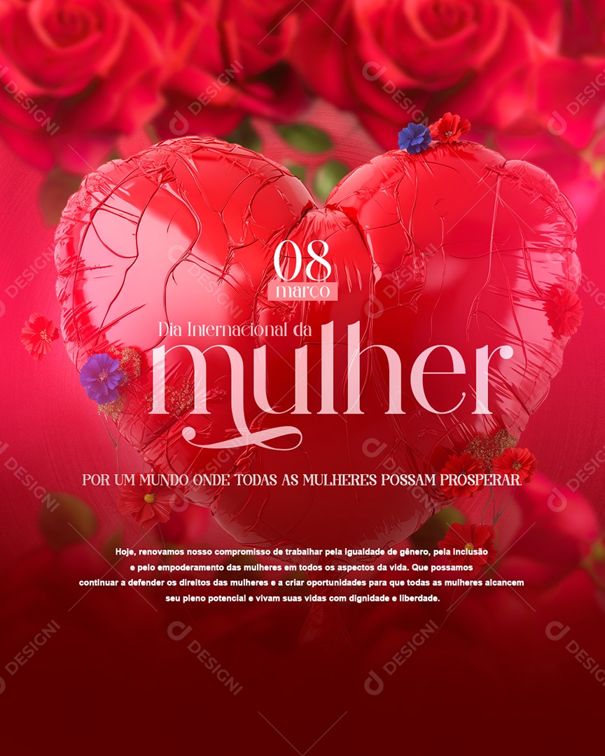 Dia Internacional das Mulheres 8 de Março por um Mundo Onde todas Possam Prosperar Social Media PSD Editável