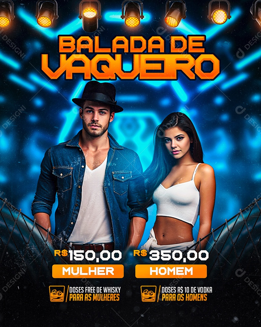 Flyer Balada de Vaqueiro Social Media PSD Editável