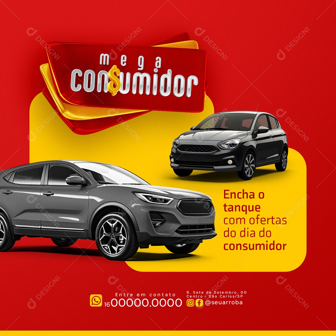 Posto de Gasolina mega Consumidor Encha o tanque com ofertas Social Media PSD Editável