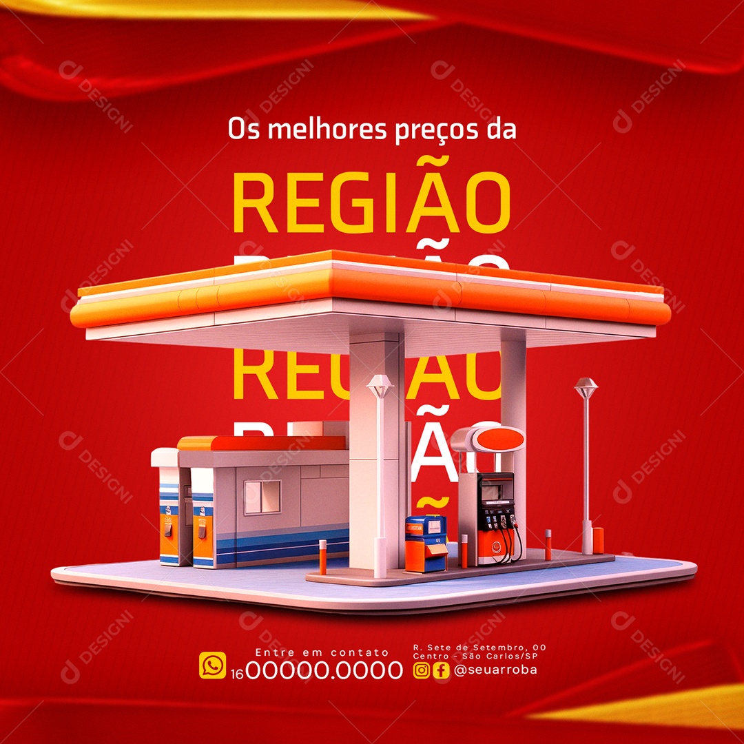 Posto de Gasolina Os melhores preços da Região Social Media PSD Editável