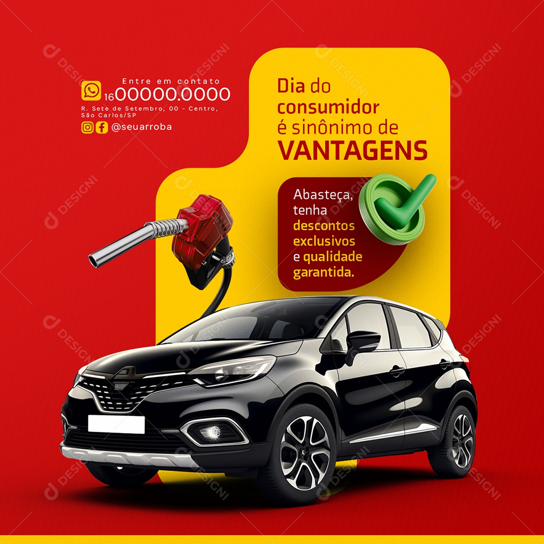 Consumer Day Gas Station is synonymous with advantages Social Media Editable PSD