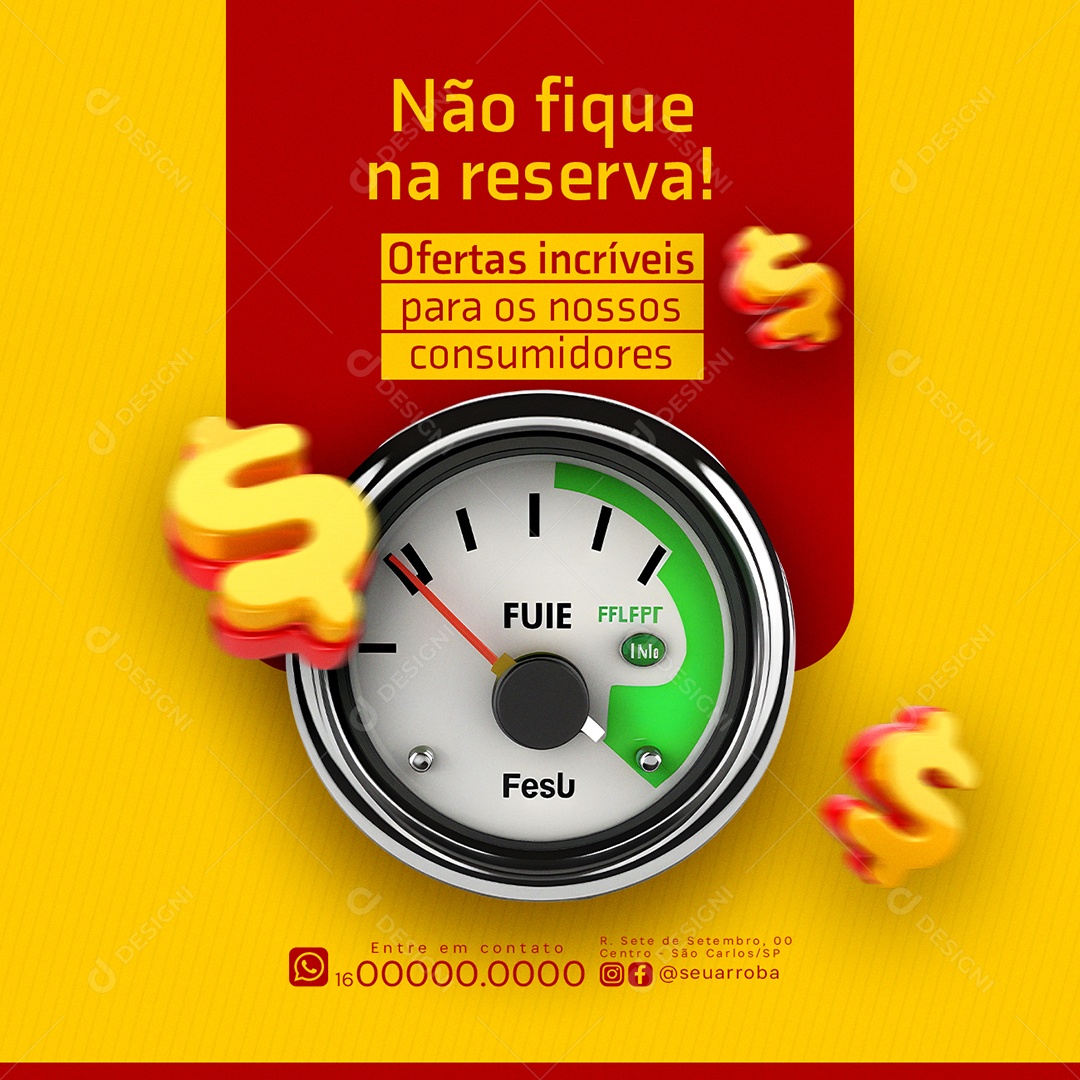 Posto de Gasolina Não fique na reserva Ofertas incríveis Social Media PSD Editável