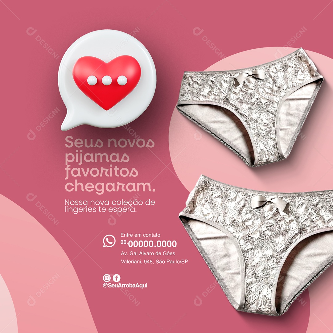 Langerie Seus novos pijamas favoritos chegaram coleção Social Media PSD Editável