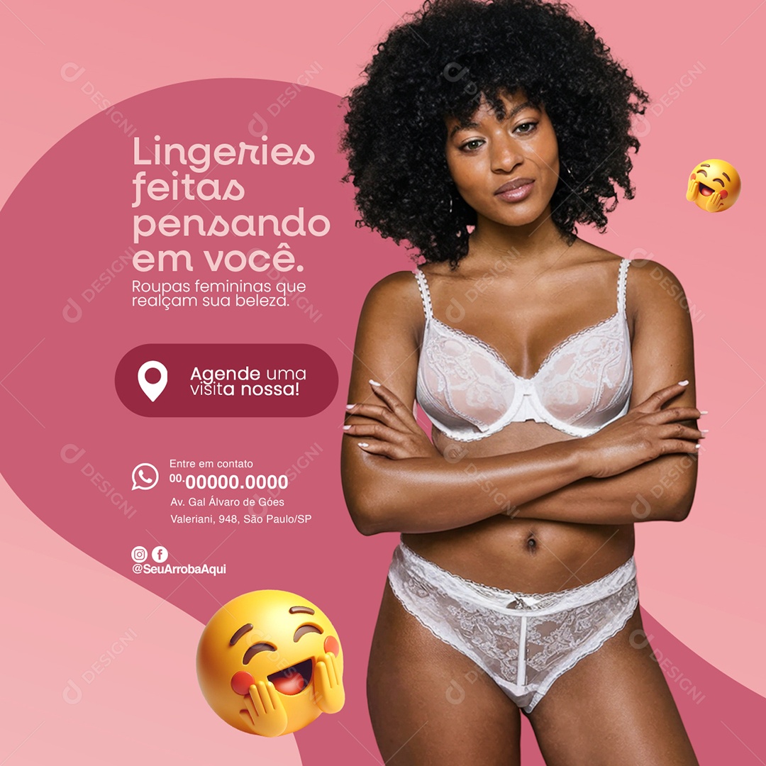 Lingeries feitas pensando em você Agende uma visita nossa Social Media PSD Editável