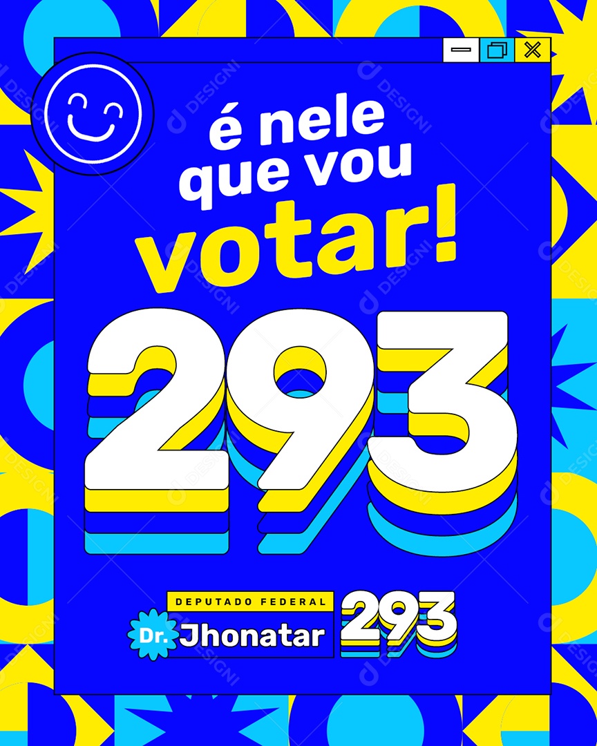 Eleição é nele que vou votar 293 Deputado Federal Jhonatar Social Media PSD Editável