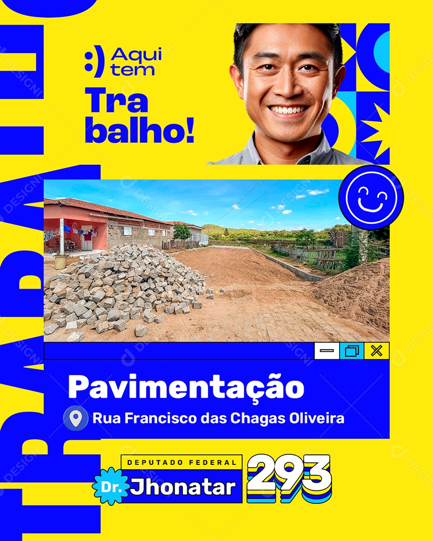 Eleição Deputado Federal Jhonatar pavimentação Social Media PSD Editável