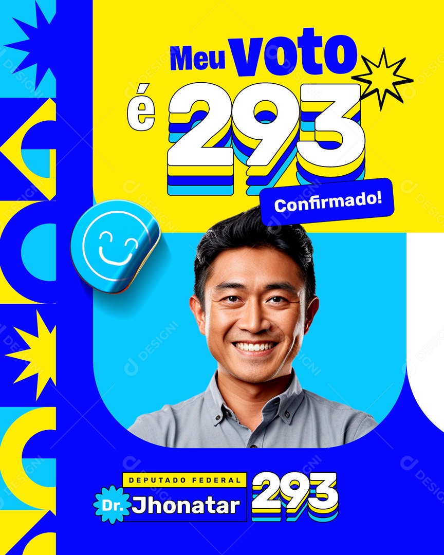 Eleição Meu voto é 293 confirmado Deputado Federal Jhonatar Social Media PSD Editável