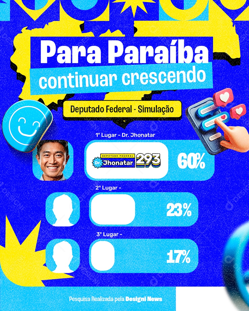 Eleição para Paraíba Deputado Federal Jhonatar 293 Social Media PSD Editável