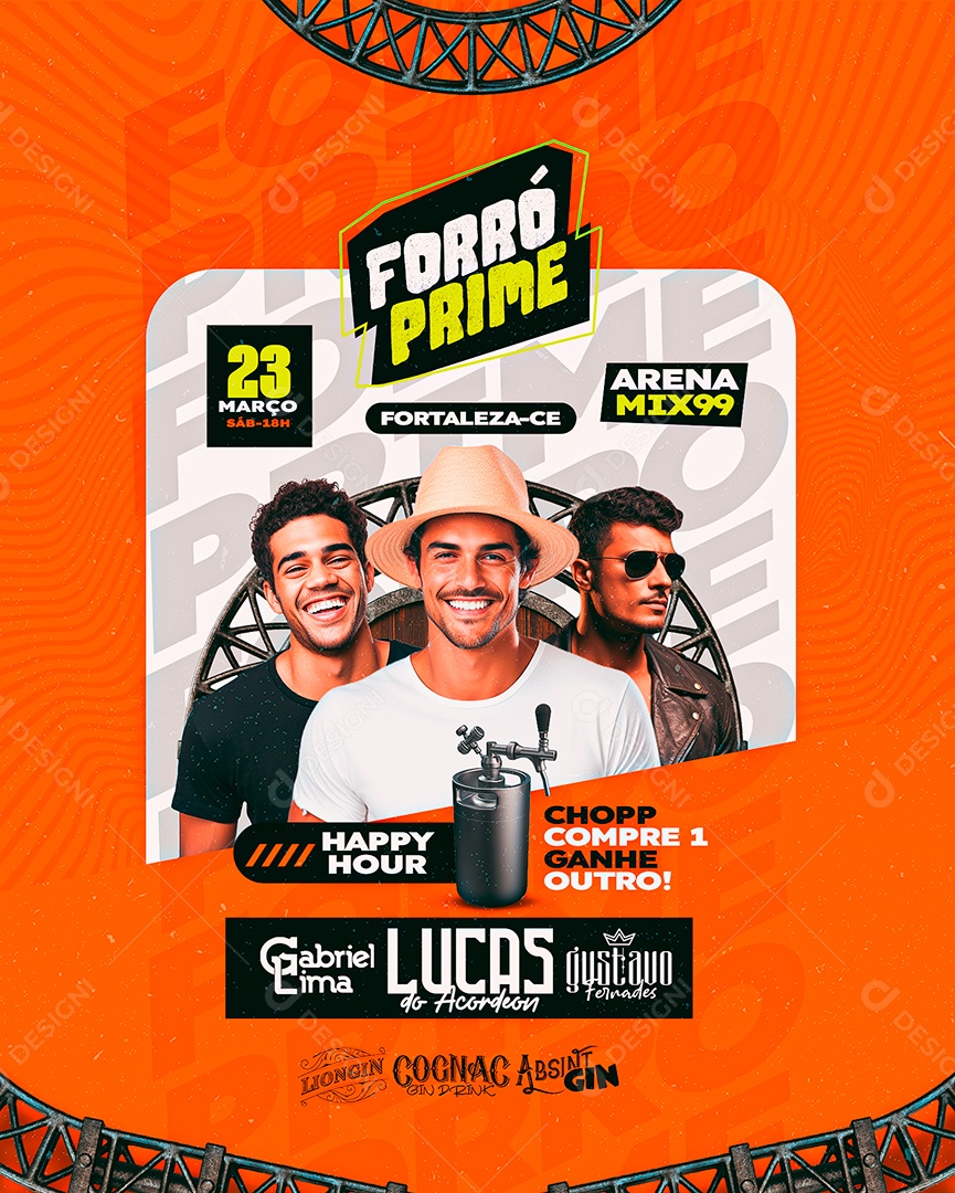 Flyer Forró Prime Gabriel Lima Lucas do Acordeon Gustavo Fernades Social Media PSD Editável