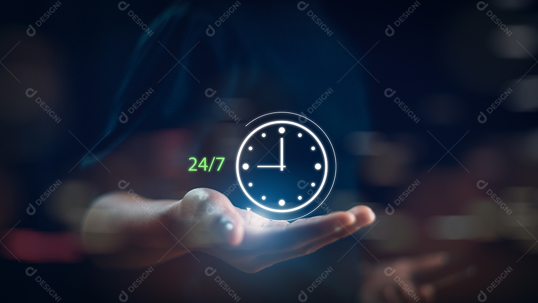 Conceito de serviço de contato disponível em tempo integral