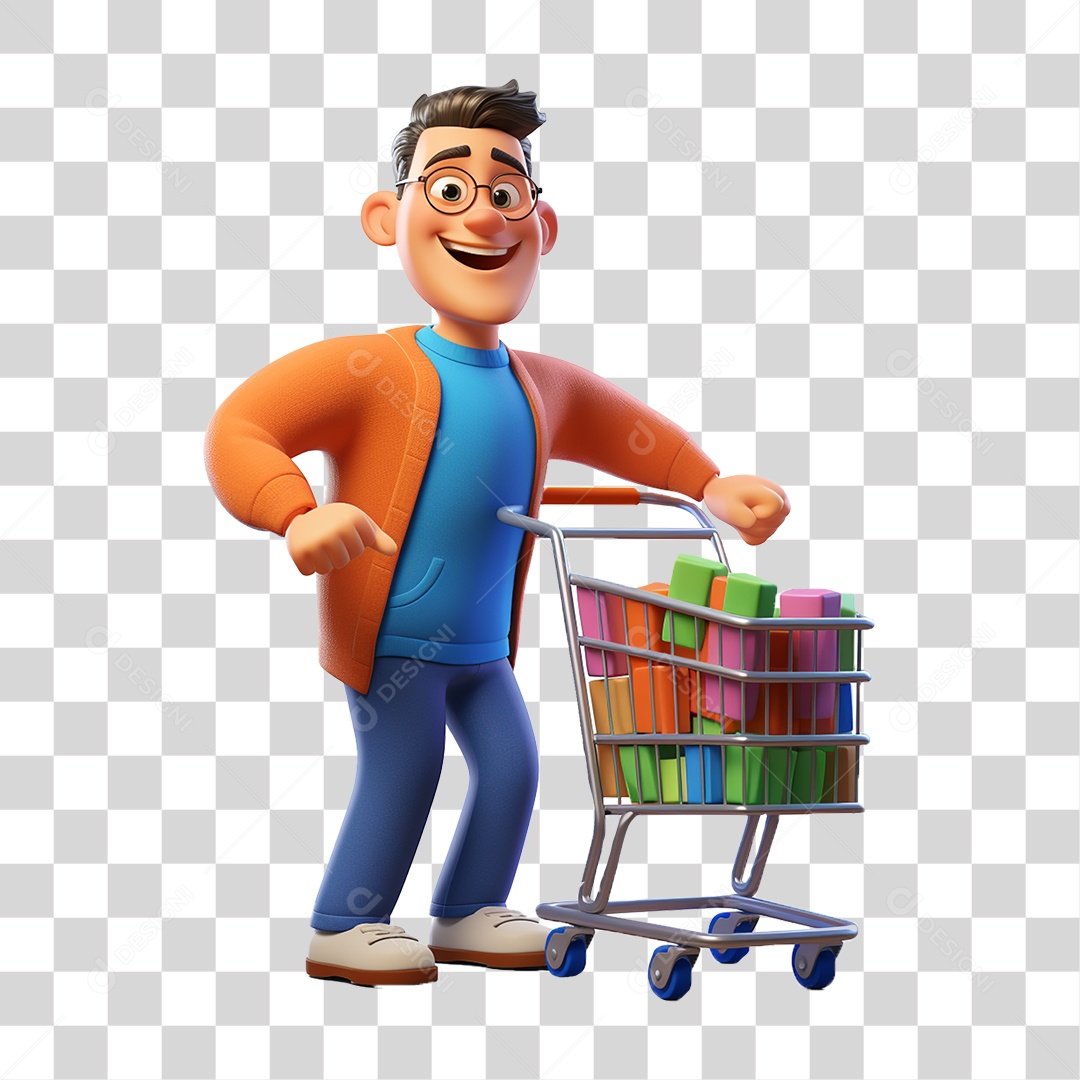 Cliente com Carrinho de Compras PNG Transparente