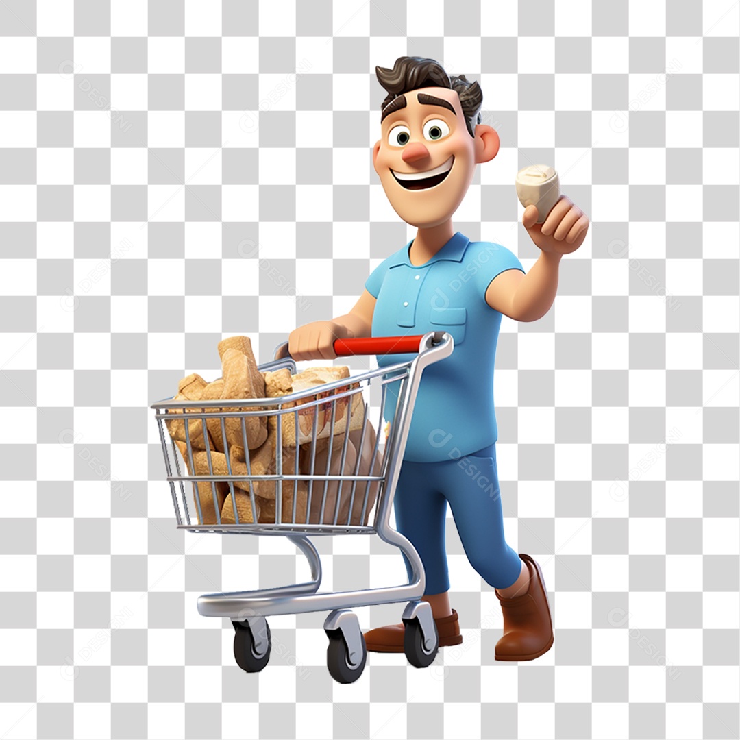 Cliente com Carrinho de Compras PNG Transparente