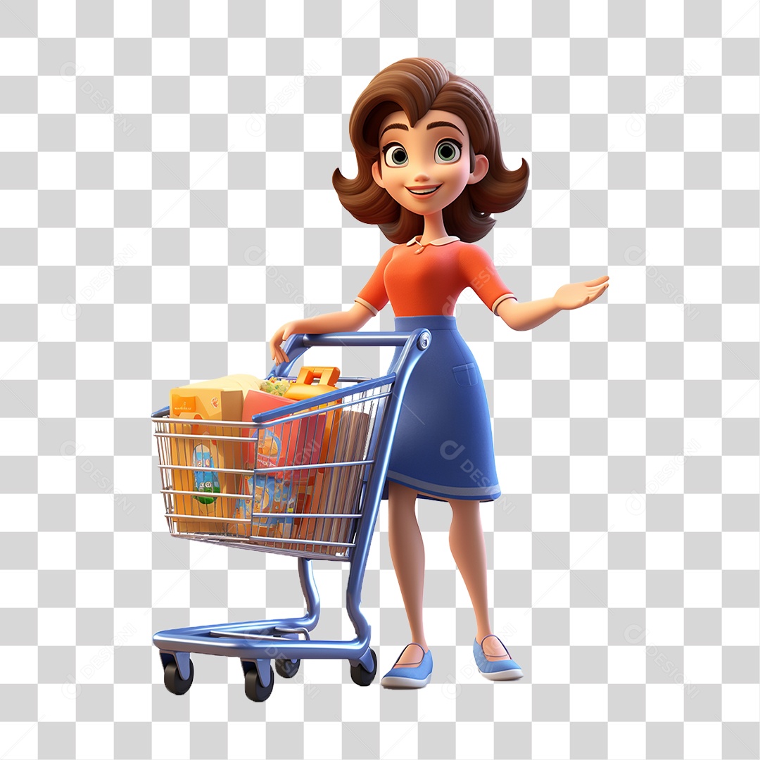 Cliente com Carrinho de Compras PNG Transparente