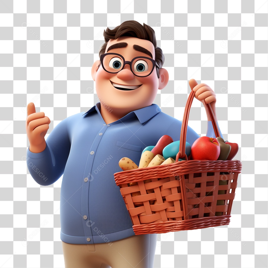 Cliente com Cesta de Compras PNG Transparente