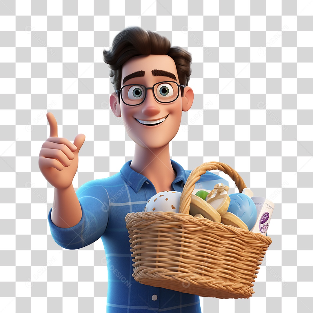 Cliente com Cesta de Compras PNG Transparente